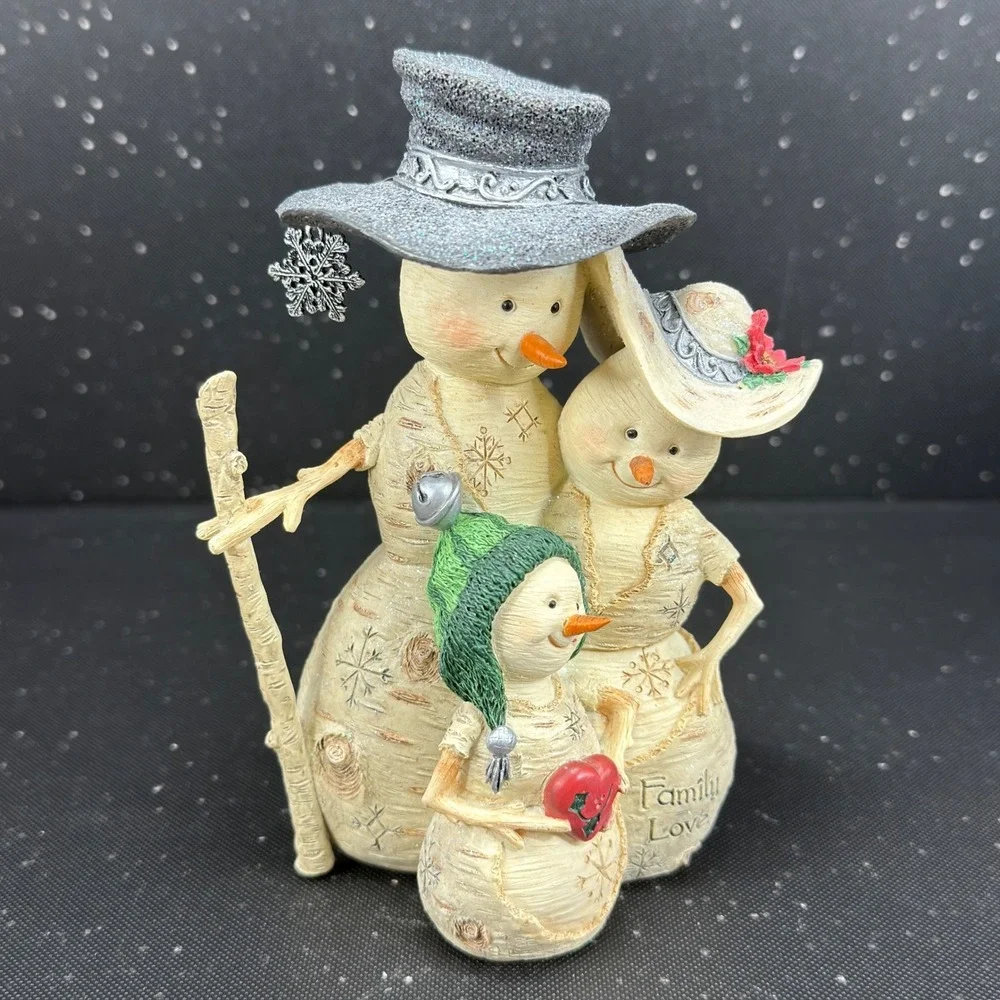 Birch Hearts Family Love Snowman Figurine Barbara McDonald Pavilion Gift 81013